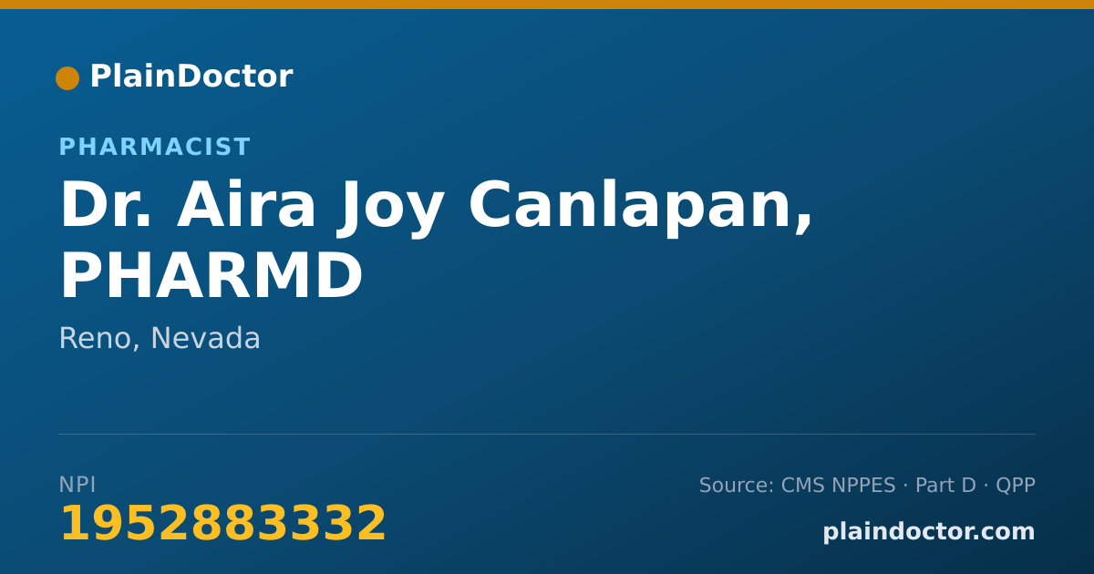 Shareable card for Aira Joy Canlapan, PHARMD - Pharmacist, Reno, NV
