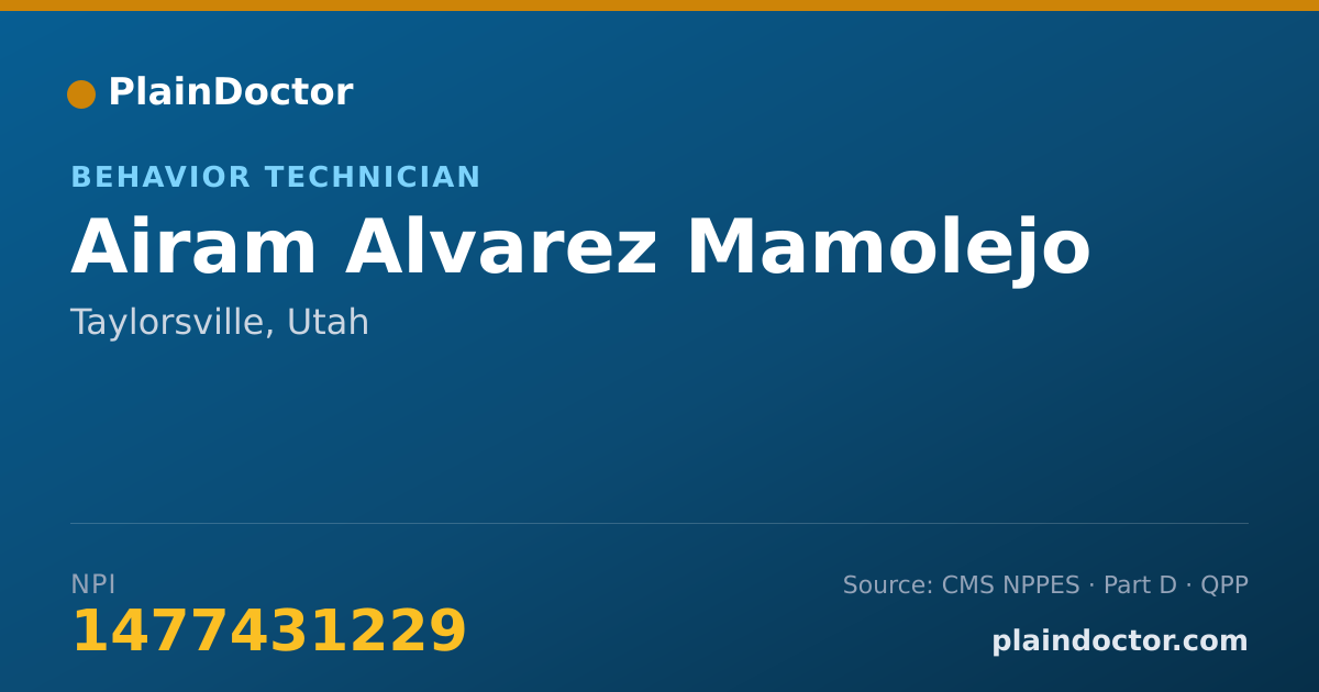 Shareable card for Airam Alvarez Mamolejo - Behavior Technician, Taylorsville, UT