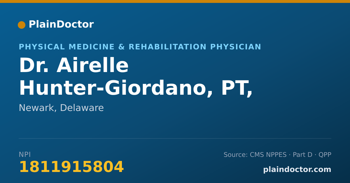 Shareable card for Airelle Hunter-Giordano, PT, MPT, SCS, CSCS - Physical Medicine & Rehabilitation Physician, Newark, DE