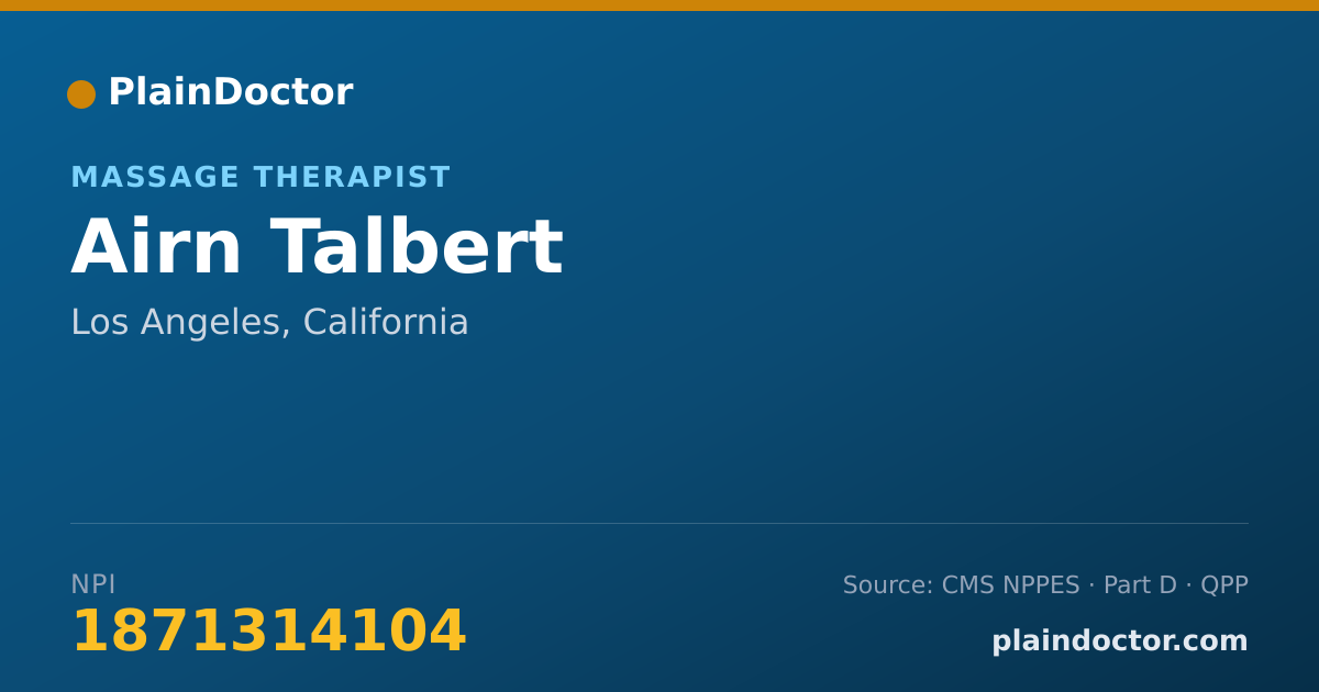 Shareable card for Airn Talbert - Massage Therapist, Los Angeles, CA