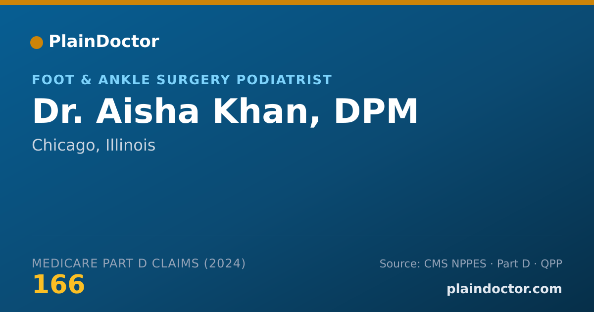 Shareable card for Aisha Khan, DPM - Foot & Ankle Surgery Podiatrist, Chicago, IL