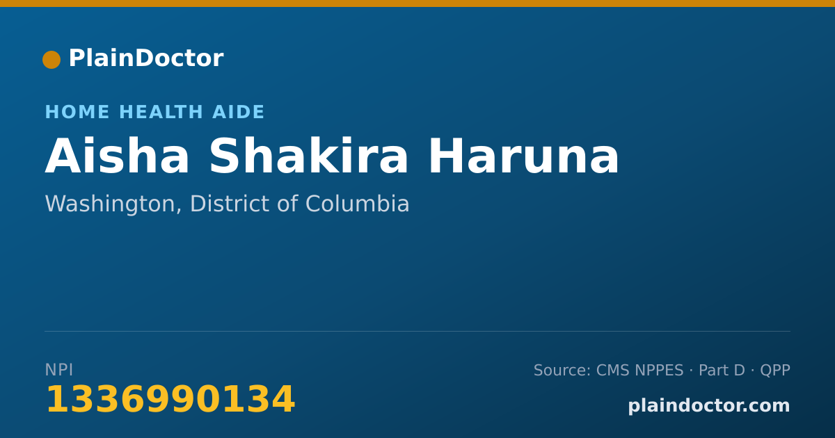 Shareable card for Aisha Shakira Haruna - Home Health Aide, Washington, DC