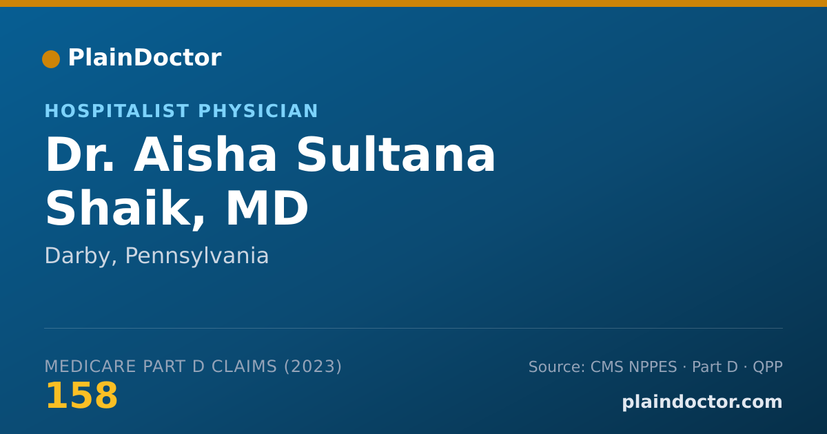 Shareable card for Aisha Sultana Shaik, MD - Hospitalist Physician, Darby, PA