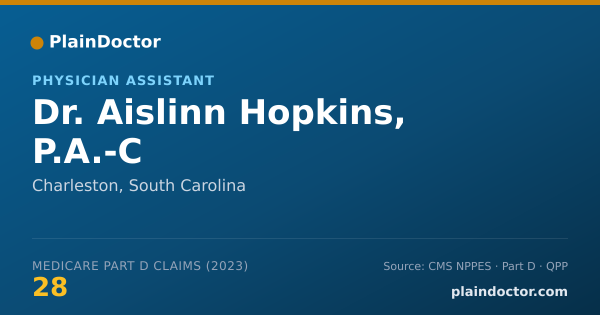 Shareable card for Aislinn Hopkins, P.A.-C - Physician Assistant, Charleston, SC