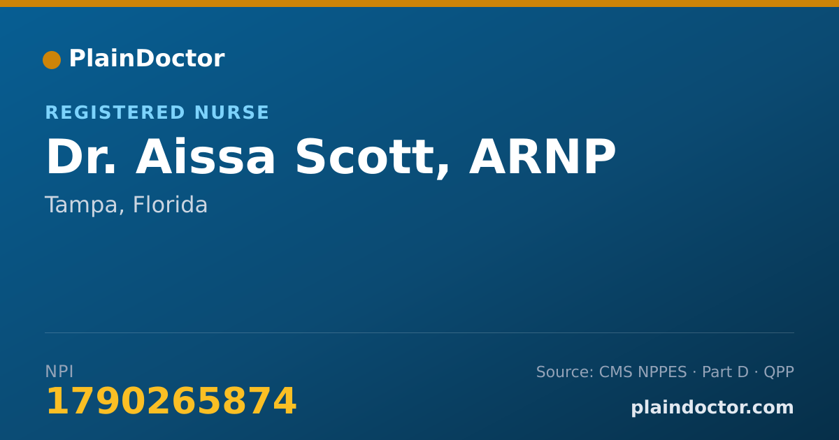 Shareable card for Aissa Scott, ARNP - Registered Nurse, Tampa, FL