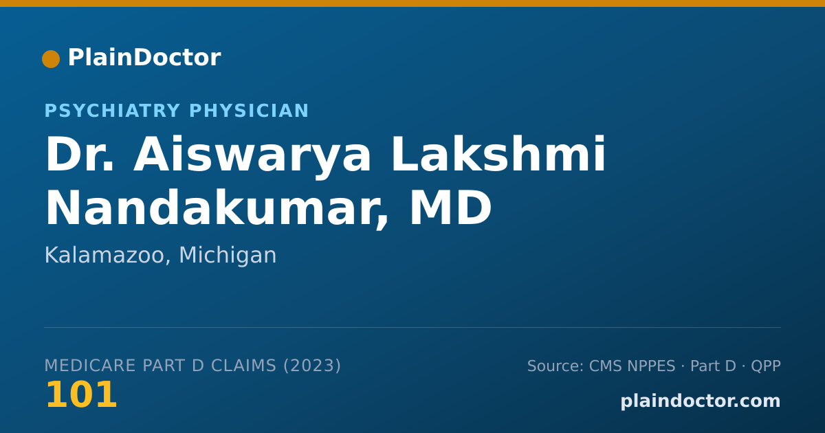 Shareable card for Aiswarya Lakshmi Nandakumar, MD - Psychiatry Physician, Kalamazoo, MI