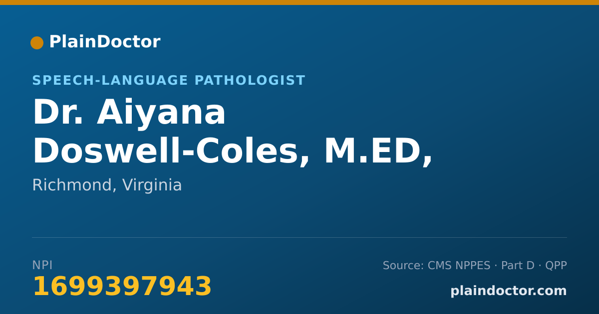 Shareable card for Aiyana Doswell-Coles, M.ED, CCC-SLP - Speech-Language Pathologist, Richmond, VA