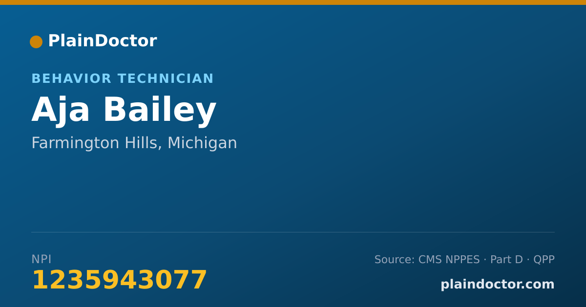 Shareable card for Aja Bailey - Behavior Technician, Farmington Hills, MI