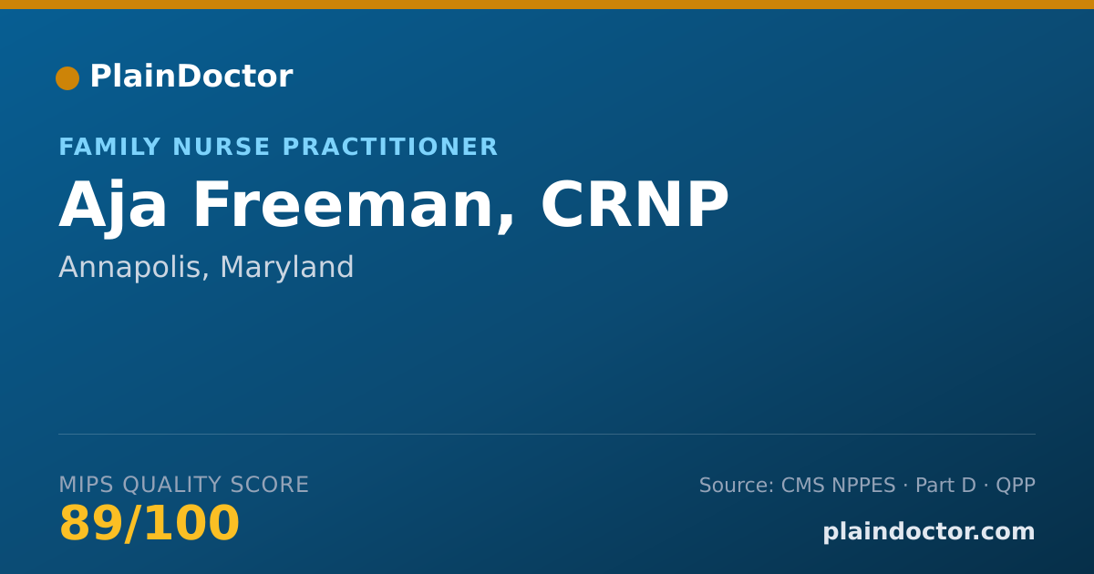 Shareable card for Aja Freeman, CRNP - Family Nurse Practitioner, Annapolis, MD