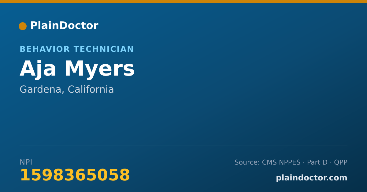 Shareable card for Aja Myers - Behavior Technician, Gardena, CA