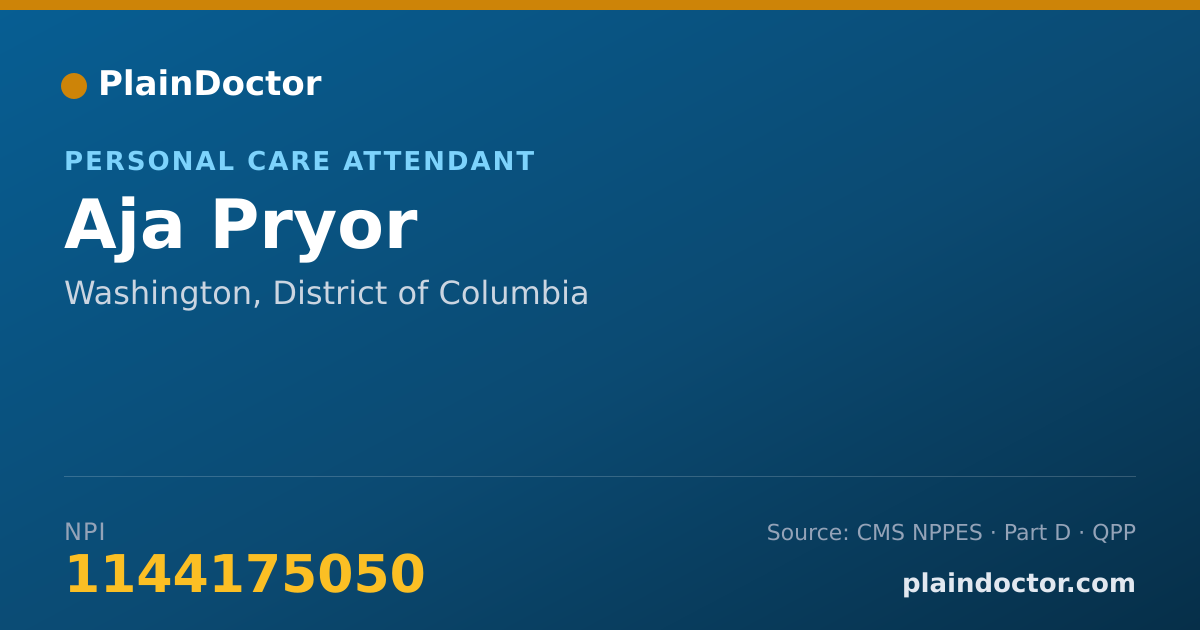 Shareable card for Aja Pryor - Personal Care Attendant, Washington, DC
