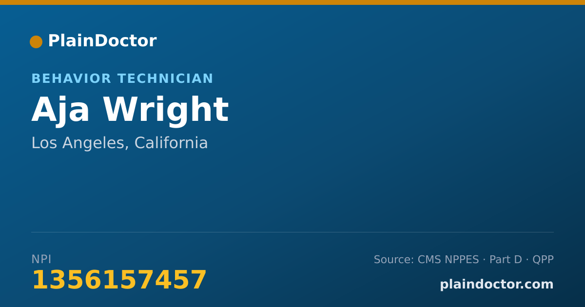 Shareable card for Aja Wright - Behavior Technician, Los Angeles, CA