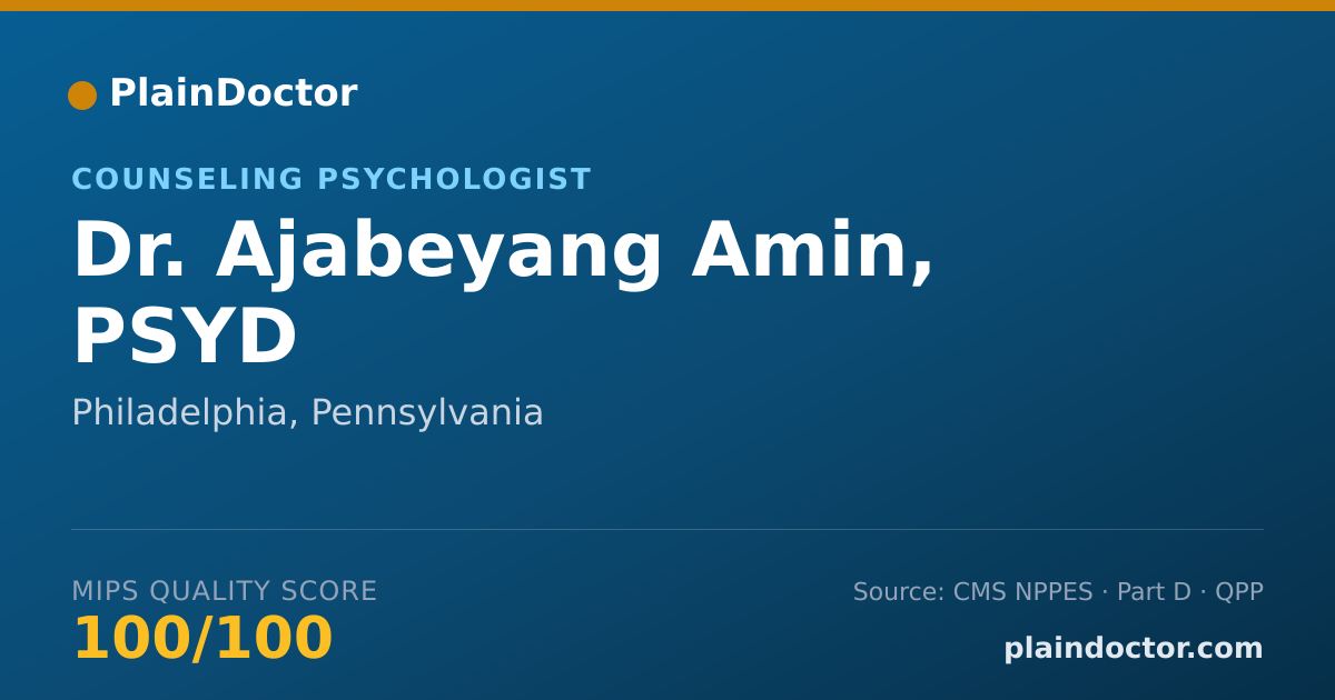 Shareable card for Ajabeyang Amin, PSYD - Counseling Psychologist, Philadelphia, PA