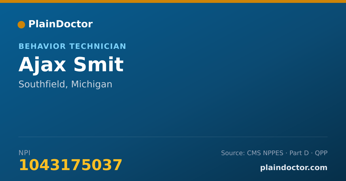 Shareable card for Ajax Smit - Behavior Technician, Southfield, MI