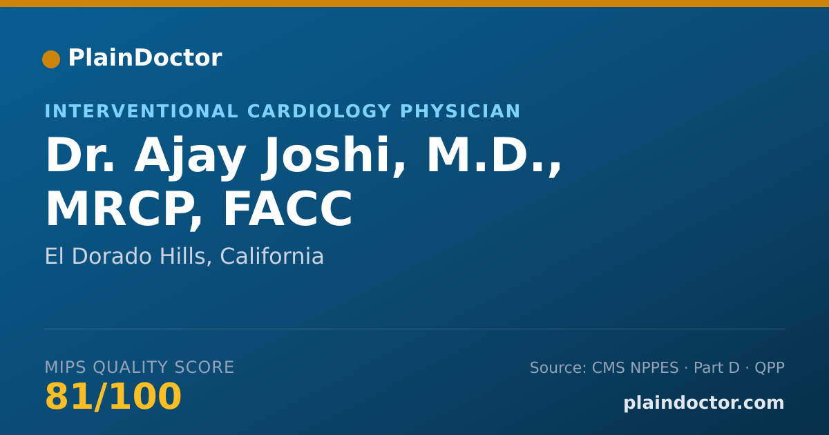 Shareable card for Ajay Joshi, M.D., MRCP, FACC - Cardiovascular Disease Physician, El Dorado Hills, CA