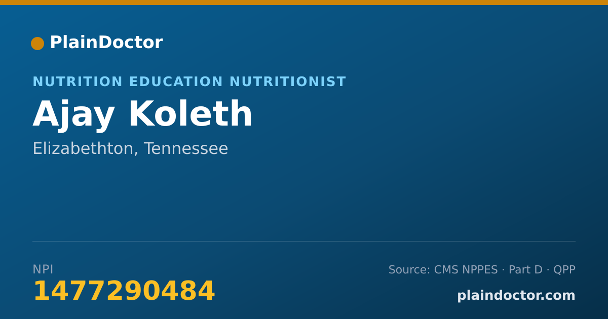 Shareable card for Ajay Koleth - Nutrition Education Nutritionist, Elizabethton, TN