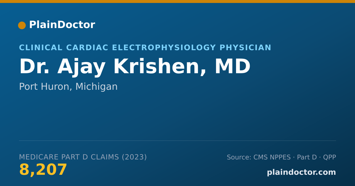 Shareable card for Ajay Krishen, MD - Clinical Cardiac Electrophysiology Physician, Port Huron, MI