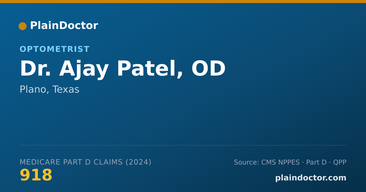 Shareable card for Ajay Patel, OD - Optometrist, Plano, TX