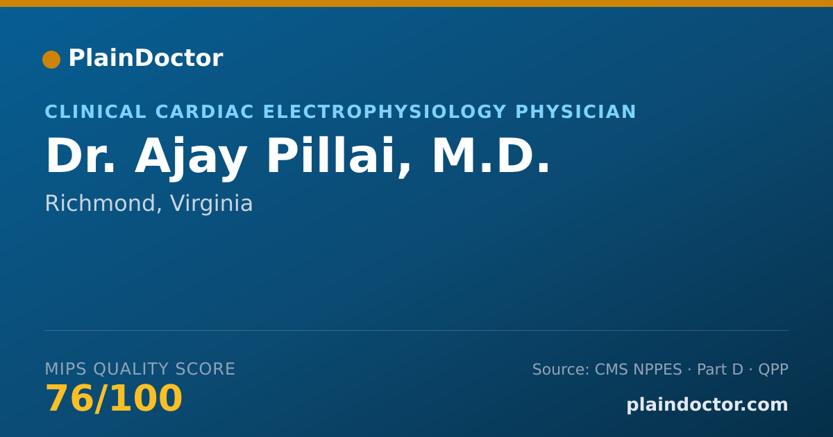 Shareable card for Ajay Pillai, M.D. - Clinical Cardiac Electrophysiology Physician, Richmond, VA