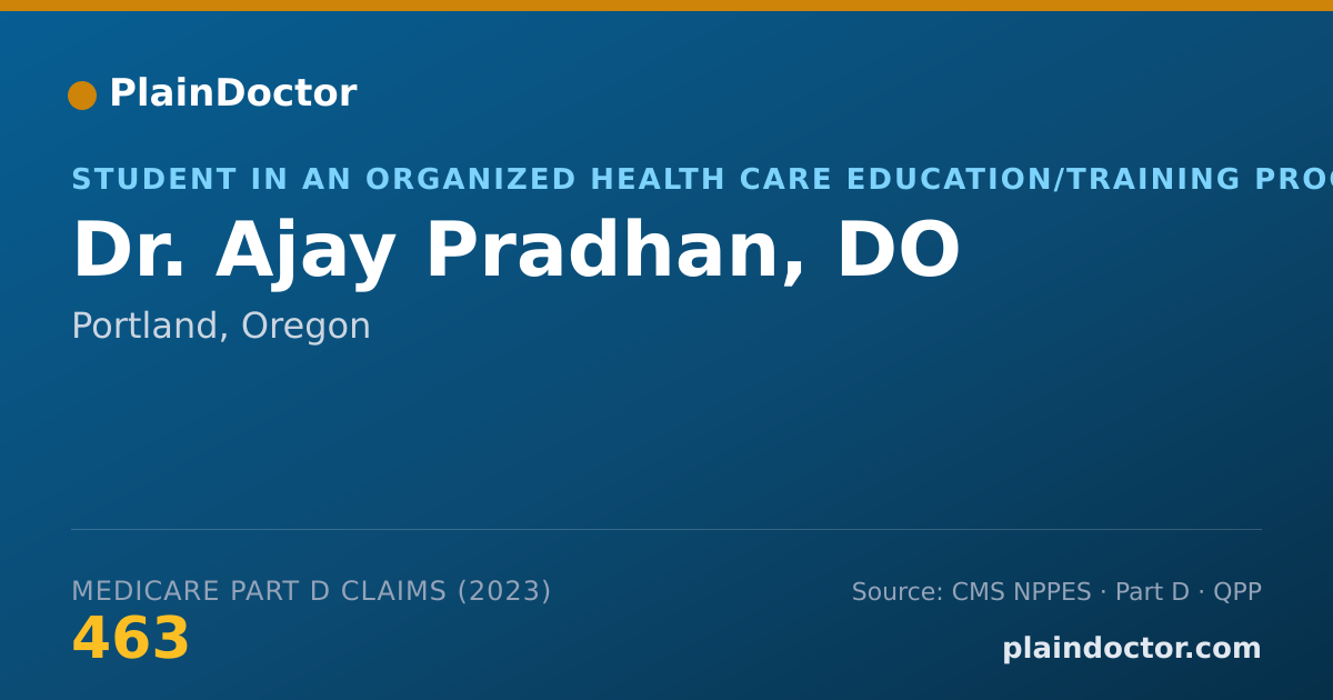 Shareable card for Ajay Pradhan, DO - Student in an Organized Health Care Education/Training Program, Portland, OR
