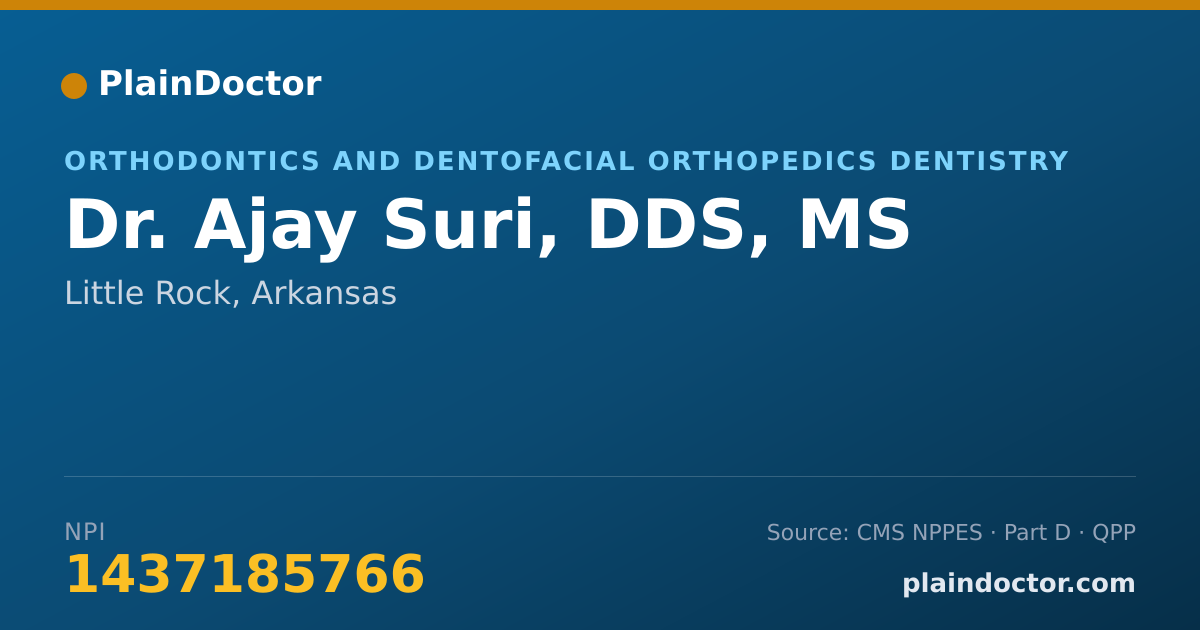 Shareable card for Ajay Suri, DDS, MS - Orthodontics and Dentofacial Orthopedics Dentistry, Little Rock, AR