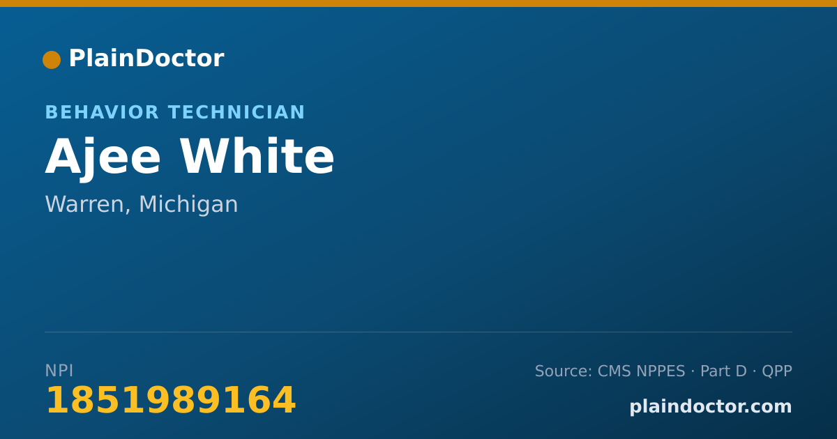 Shareable card for Ajee White - Behavior Technician, Warren, MI