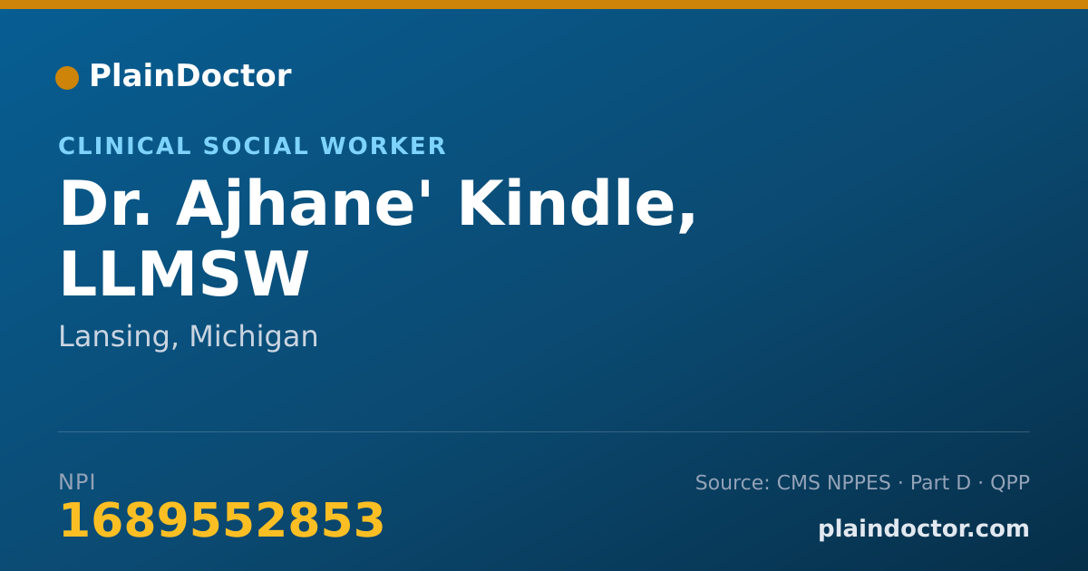Shareable card for Ajhane' Kindle, LLMSW - Clinical Social Worker, Lansing, MI