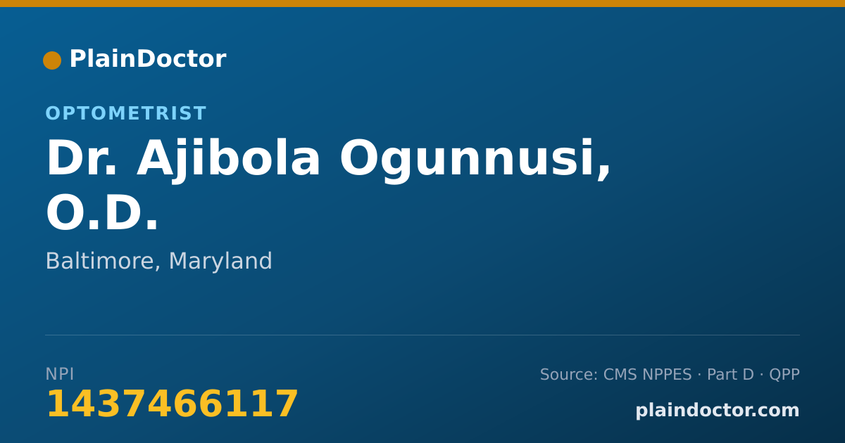 Shareable card for Ajibola Ogunnusi, O.D. - Optometrist, Baltimore, MD