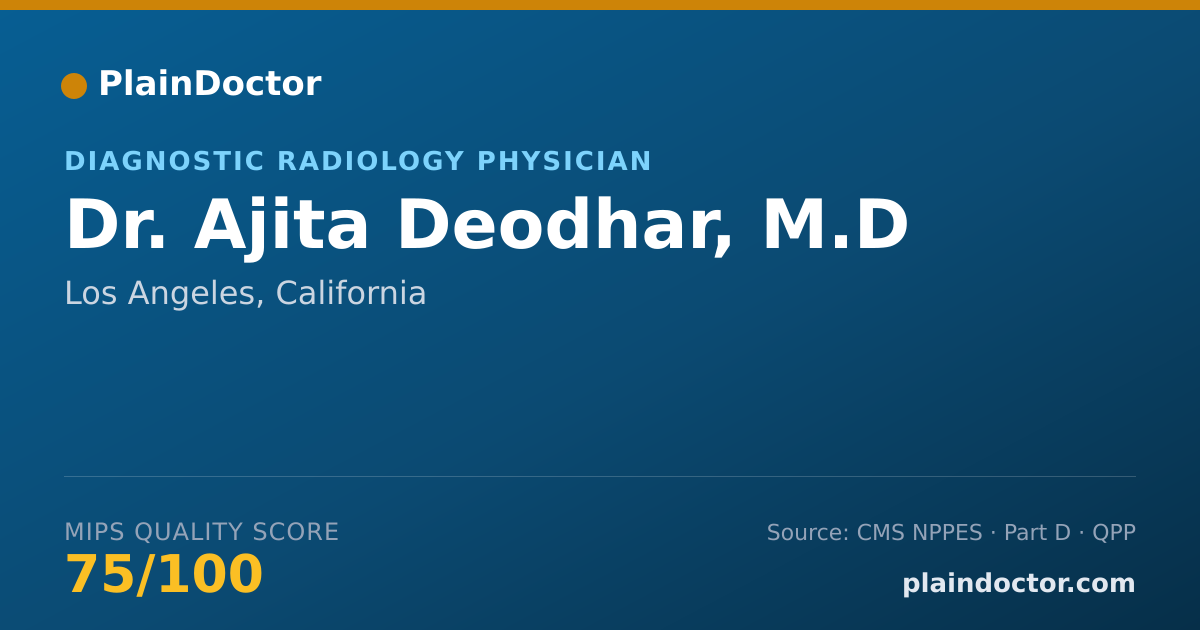 Shareable card for Ajita Deodhar, M.D - Diagnostic Radiology Physician, Los Angeles, CA