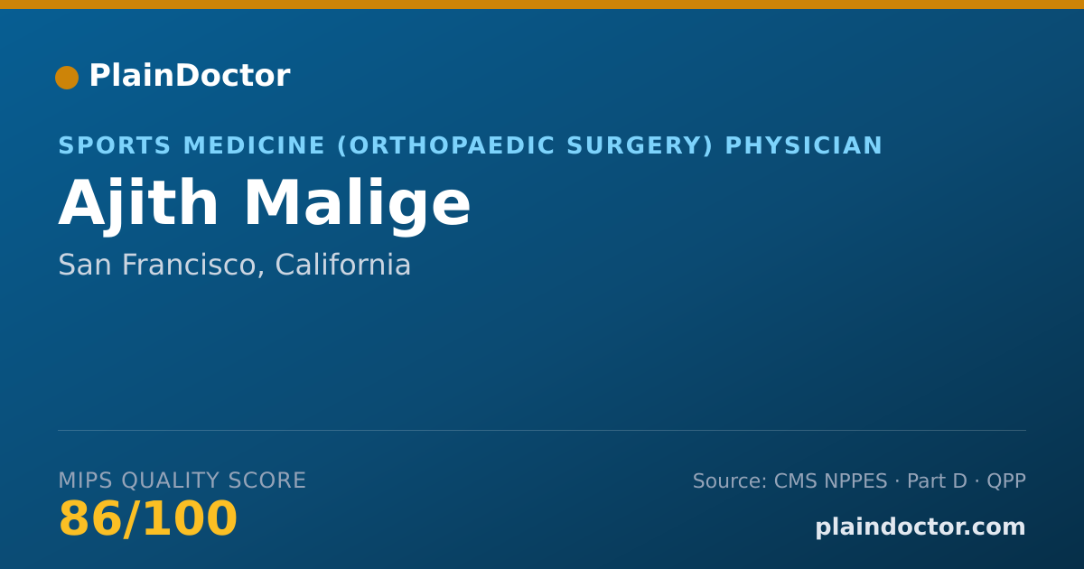 Shareable card for Ajith Malige - Sports Medicine (Orthopaedic Surgery) Physician, San Francisco, CA