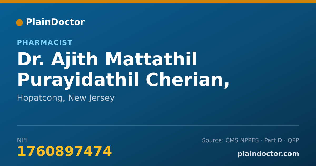 Shareable card for Ajith Mattathil Purayidathil Cherian, PHARMD - Pharmacist, Hopatcong, NJ