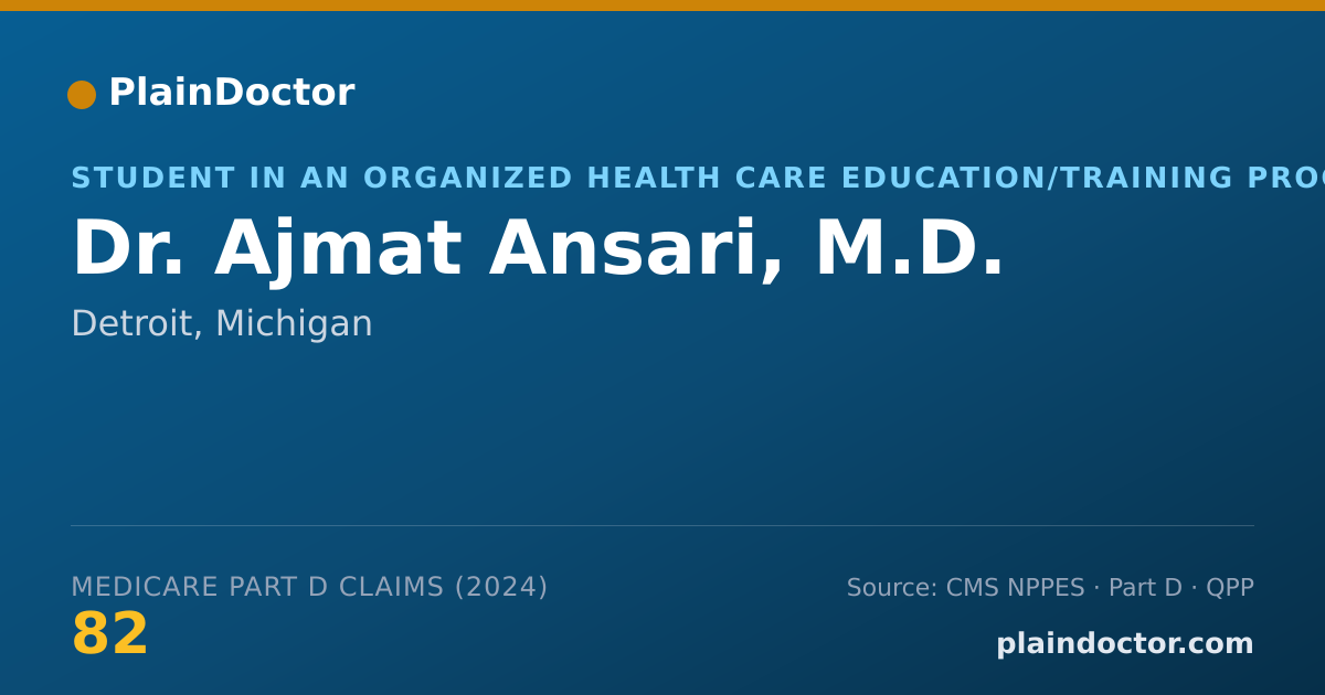 Shareable card for Ajmat Ansari, M.D. - Student in an Organized Health Care Education/Training Program, Detroit, MI
