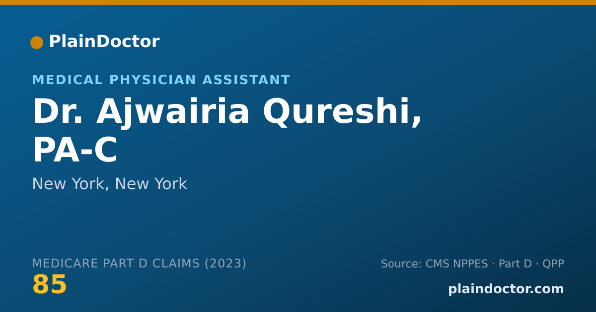 Shareable card for Ajwairia Qureshi, PA-C - Medical Physician Assistant, New York, NY