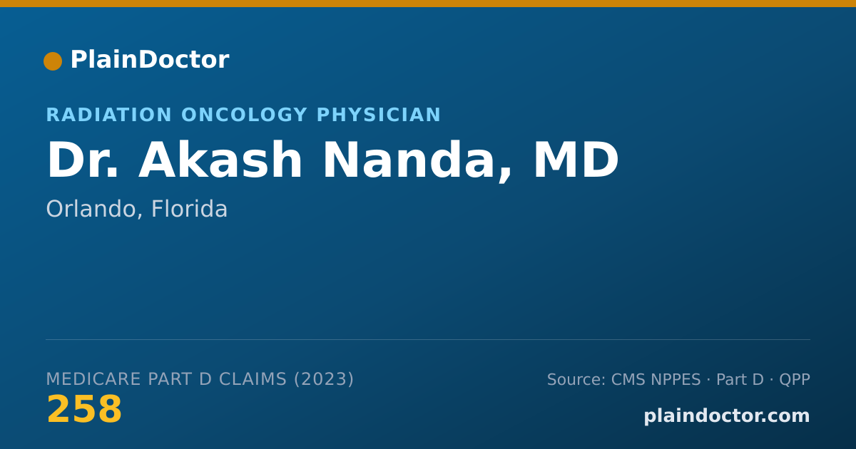 Shareable card for Akash Nanda, MD - Radiation Oncology Physician, Orlando, FL