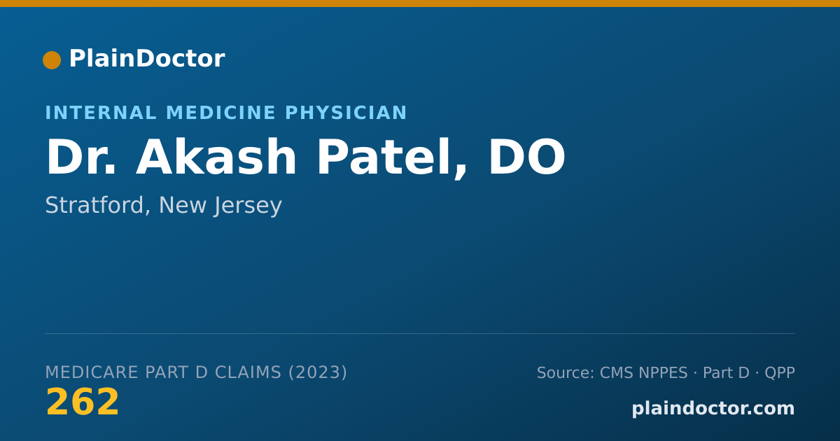Shareable card for Akash Patel, DO - Internal Medicine Physician, Stratford, NJ