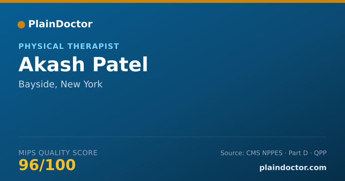 Shareable card for Akash Patel - Physical Therapist, Bayside, NY