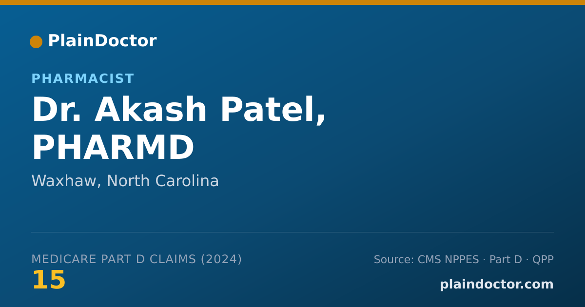 Shareable card for Akash Patel, PHARMD - Pharmacist, Waxhaw, NC