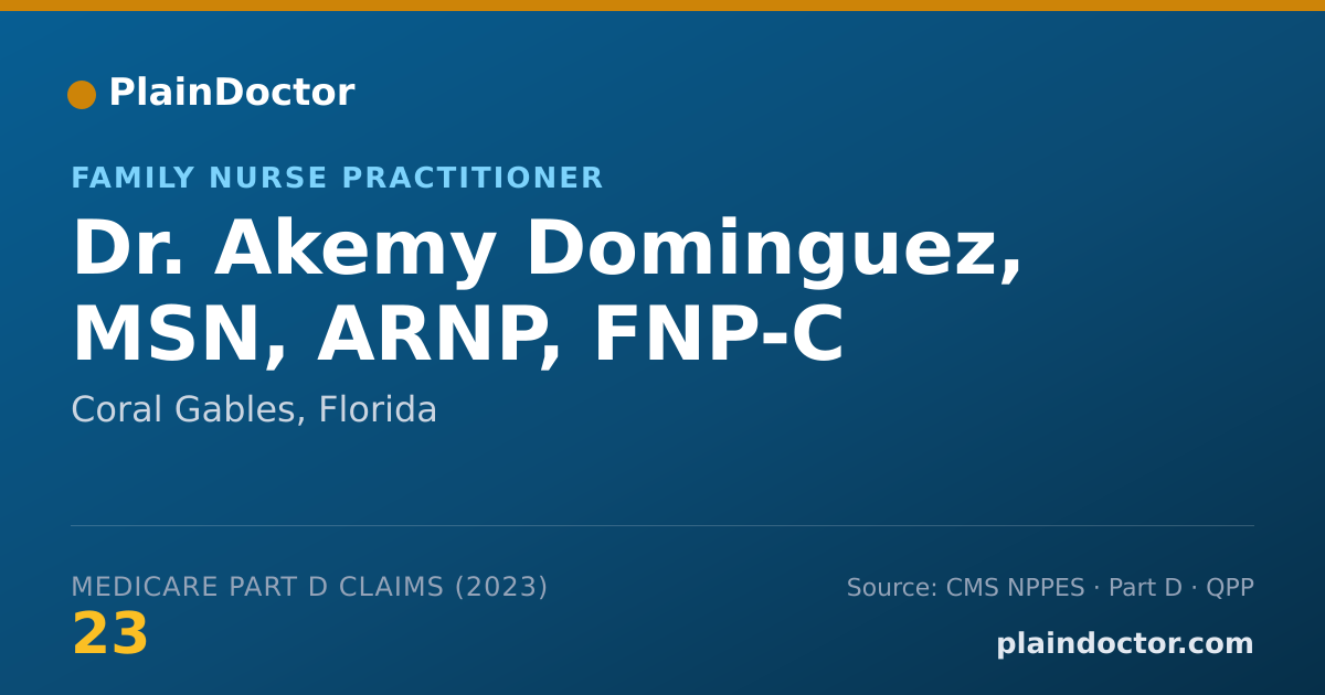 Shareable card for Akemy Dominguez, MSN, ARNP, FNP-C - Family Nurse Practitioner, Coral Gables, FL