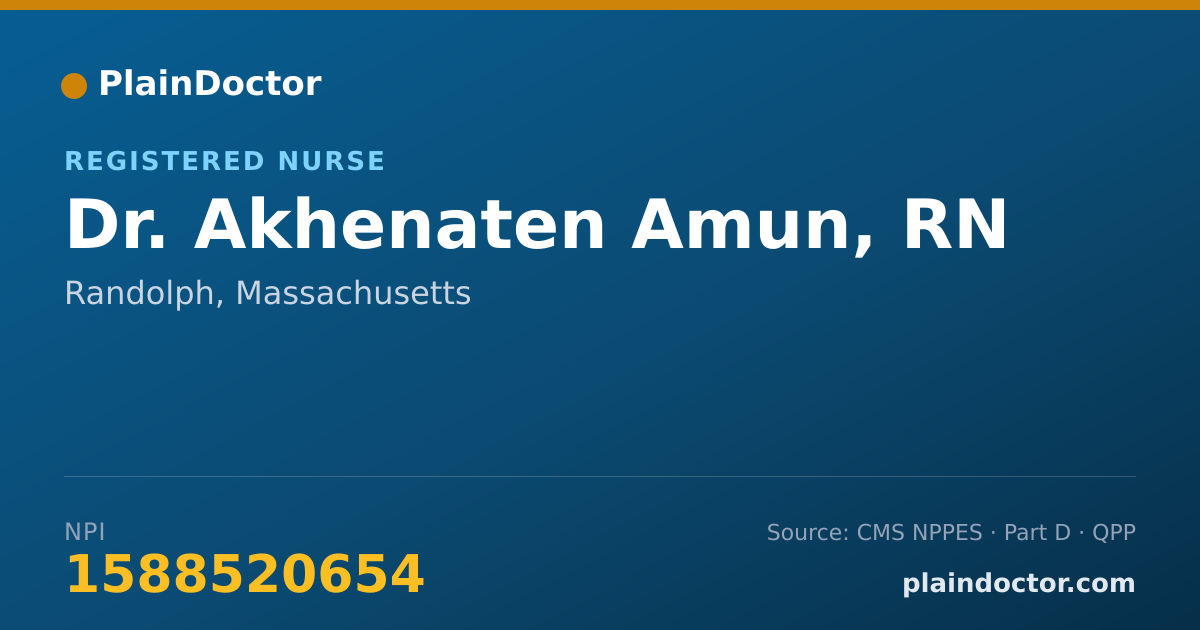 Shareable card for Akhenaten Amun, RN - Registered Nurse, Randolph, MA
