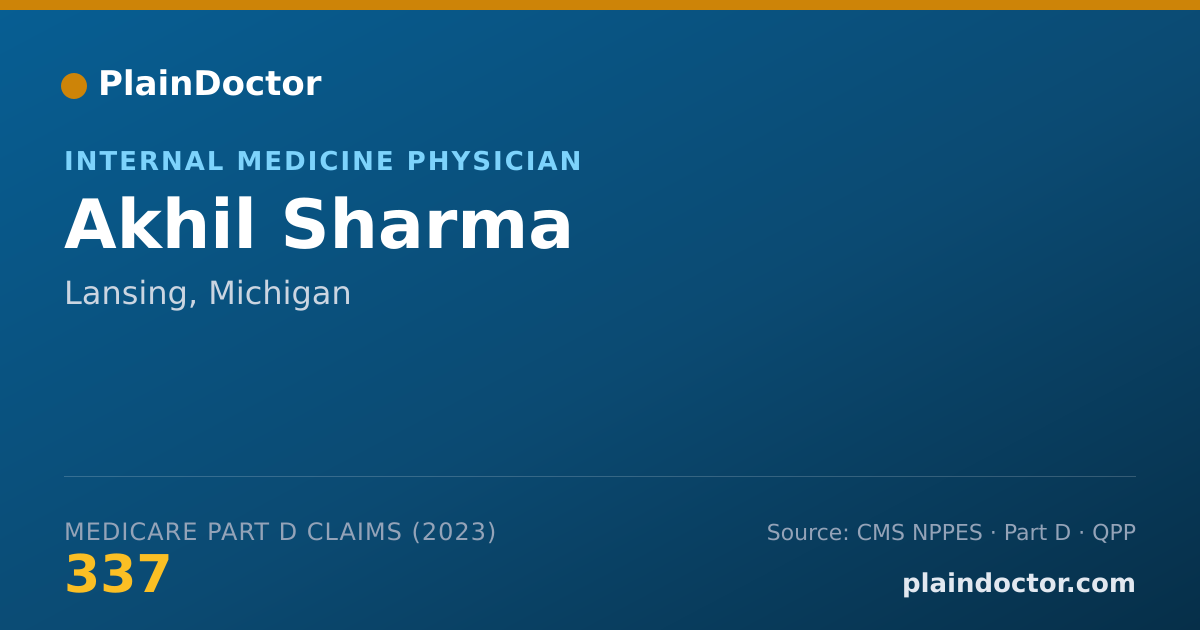 Shareable card for Akhil Sharma - Internal Medicine Physician, Lansing, MI