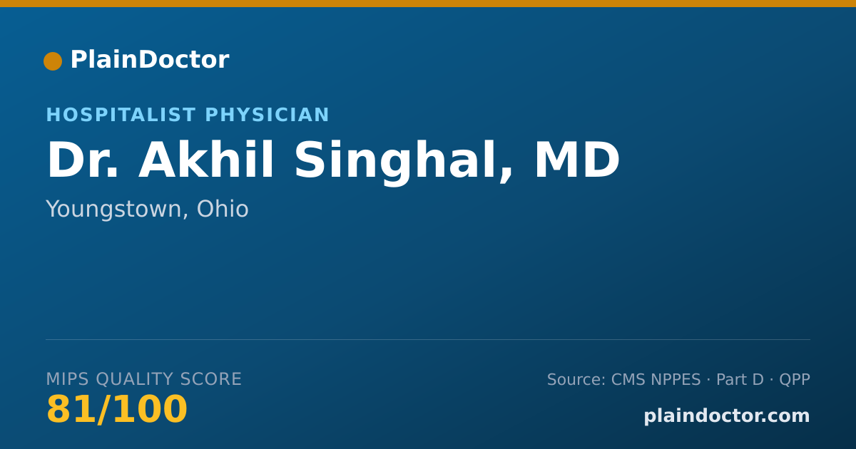 Shareable card for Akhil Singhal, MD - Hospitalist Physician, Youngstown, OH