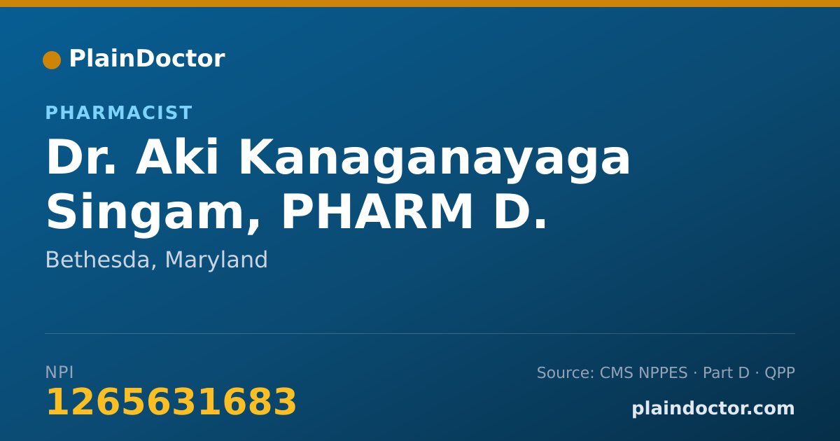 Shareable card for Aki Kanaganayaga Singam, PHARM D. - Pharmacist, Bethesda, MD