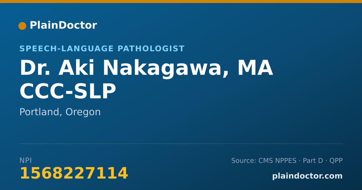 Shareable card for Aki Nakagawa, MA CCC-SLP - Speech-Language Pathologist, Portland, OR