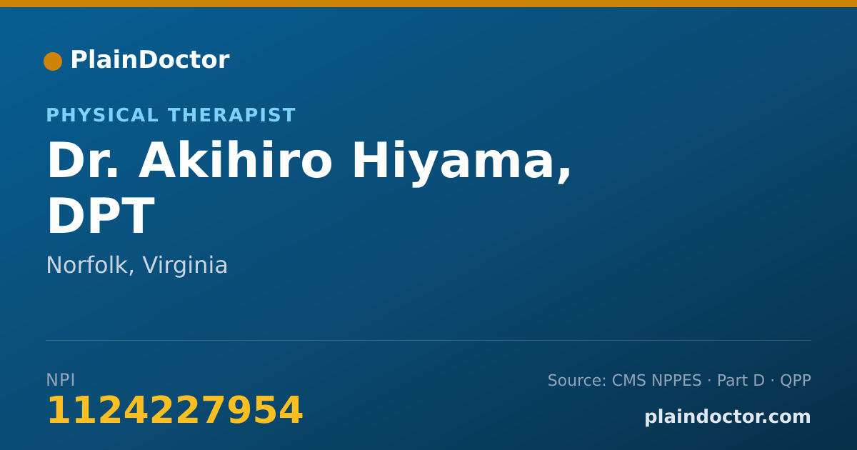 Shareable card for Akihiro Hiyama, DPT - Physical Therapist, Norfolk, VA
