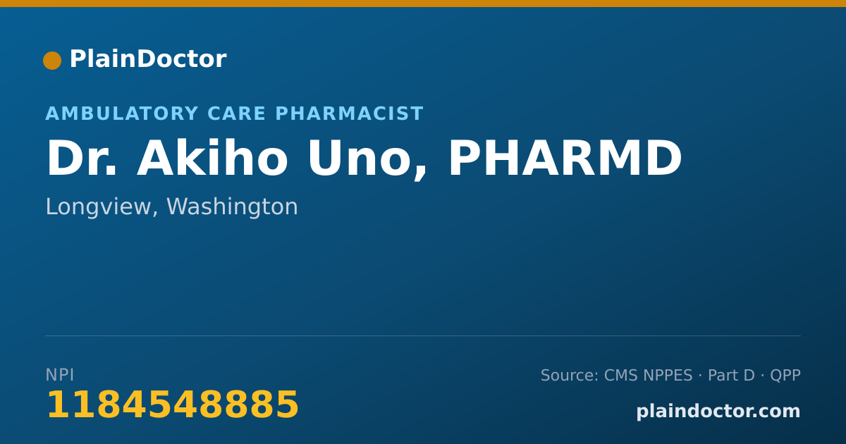 Shareable card for Akiho Uno, PHARMD - Ambulatory Care Pharmacist, Longview, WA
