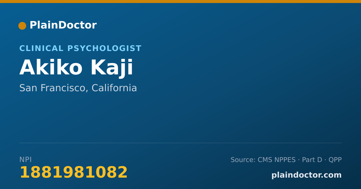 Shareable card for Akiko Kaji - Clinical Psychologist, San Francisco, CA