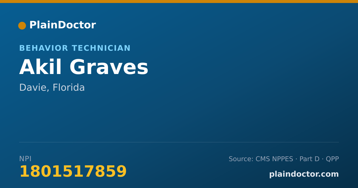 Shareable card for Akil Graves - Behavior Technician, Davie, FL