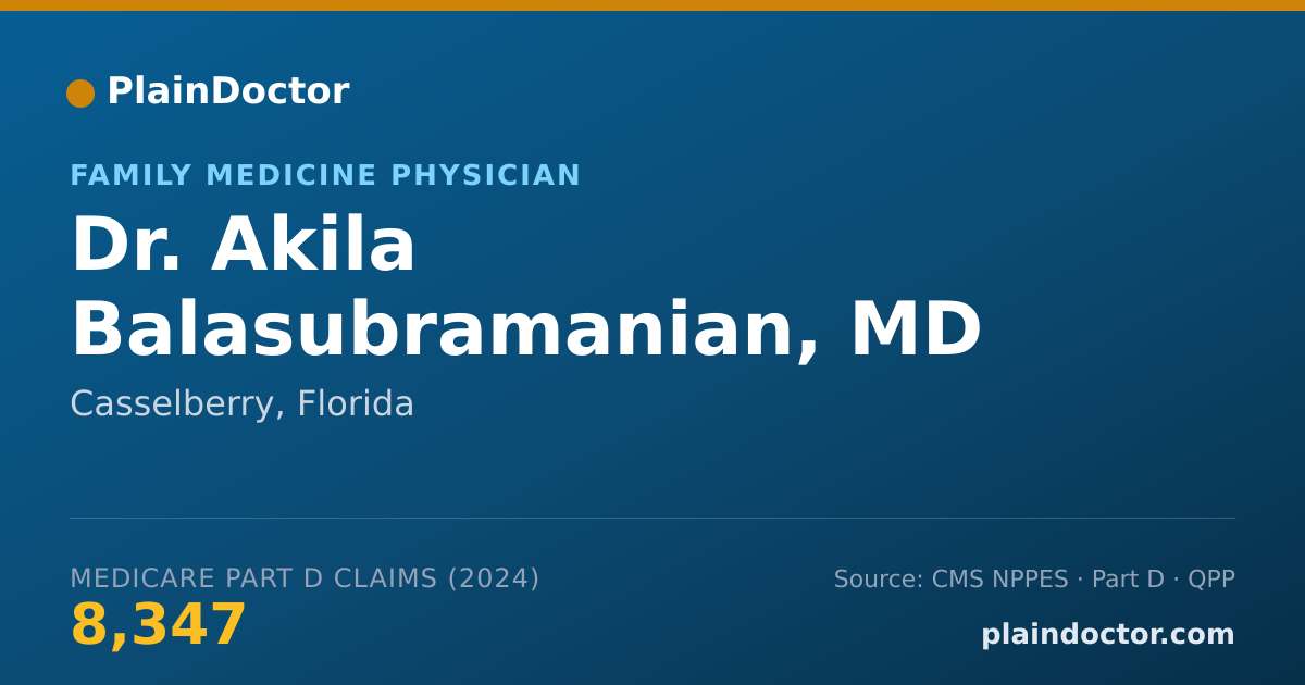 Shareable card for Akila Balasubramanian, MD - Family Medicine Physician, Casselberry, FL
