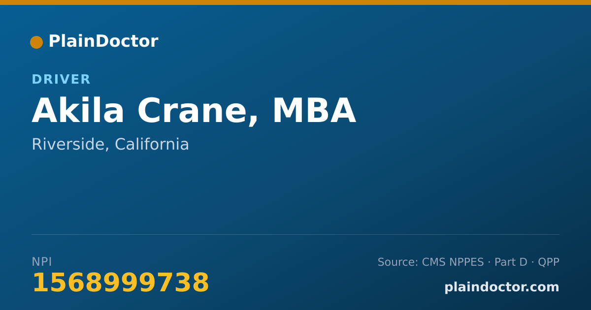 Shareable card for Akila Crane, MBA - Driver, Riverside, CA