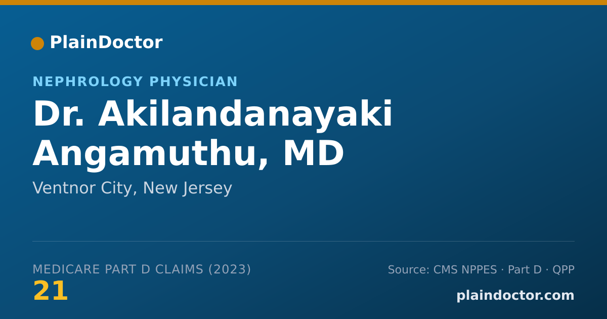 Shareable card for Akilandanayaki Angamuthu, MD - Nephrology Physician, Ventnor City, NJ